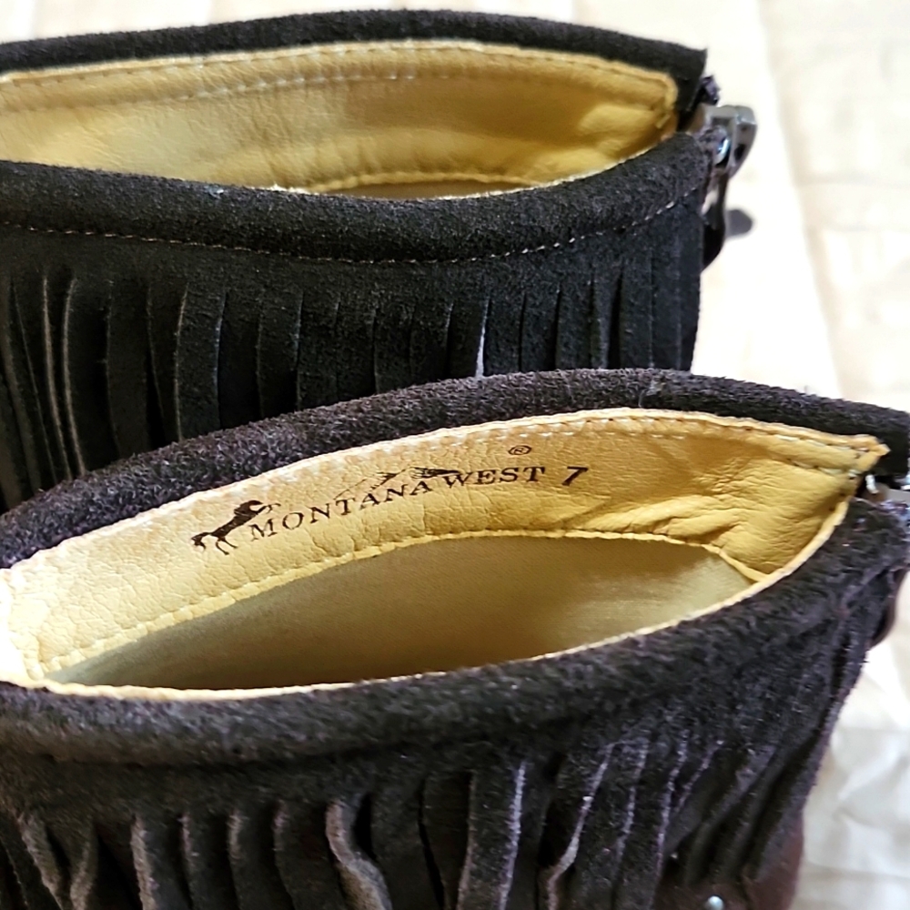Western Moccasin Ankle Boots by Montana West sz 7 New - Picture 5 of 6